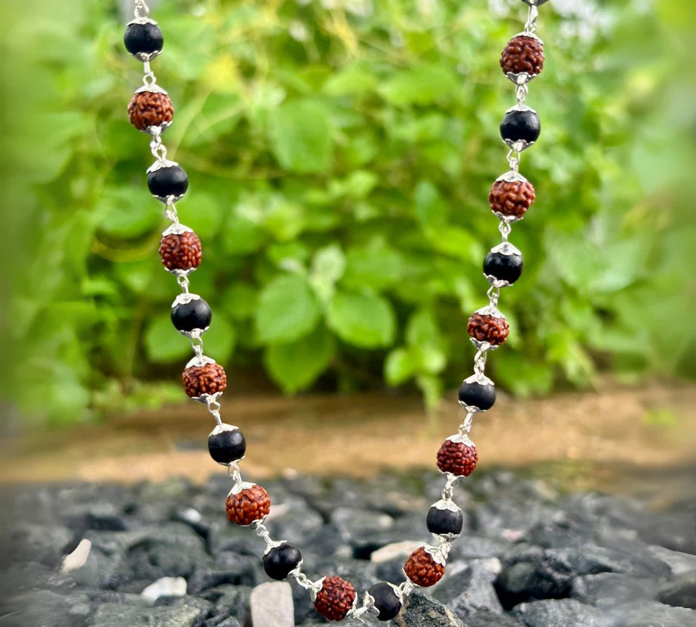 Silver Plated Rudraksha Karungali Mala