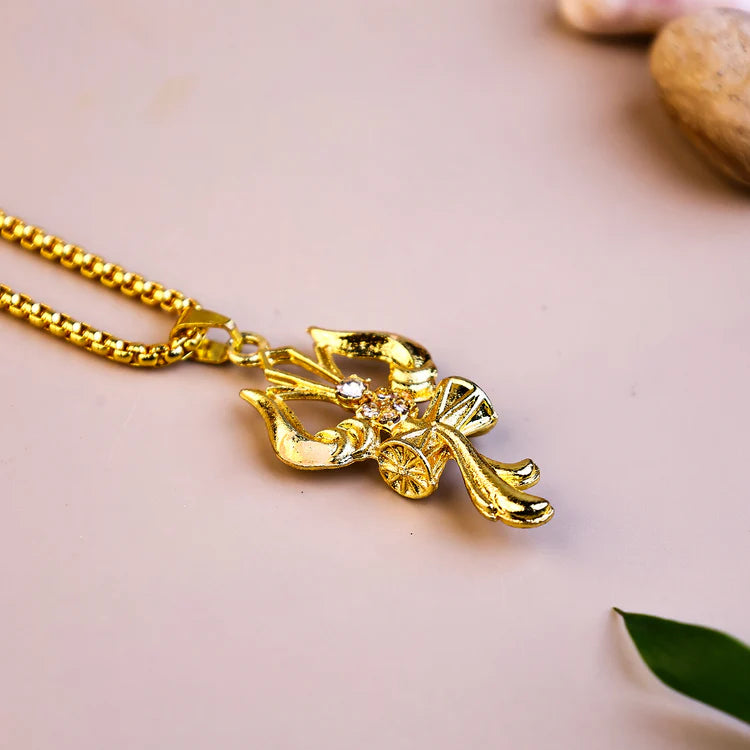 Gold Trishul with Damru Pendant ( Blessing & Protection)