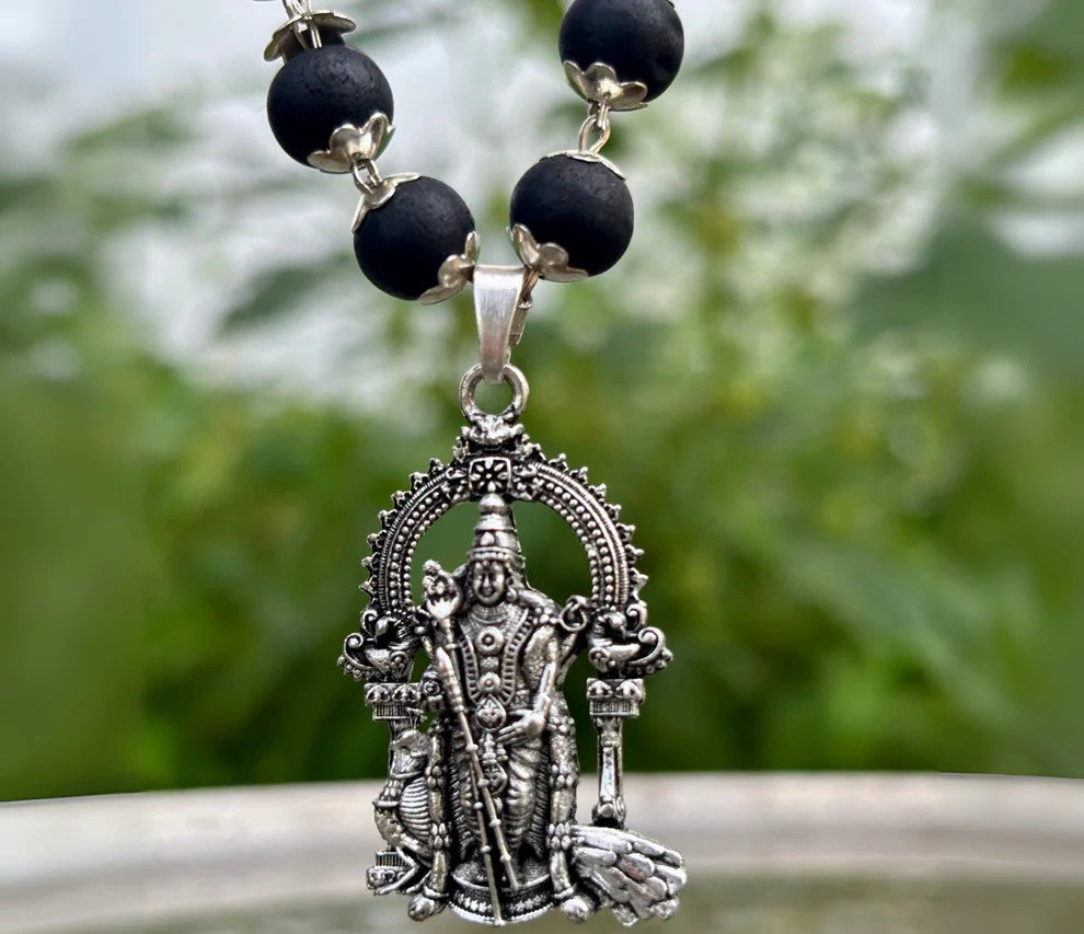 Karungali Malai with Silver Murugan Pendant