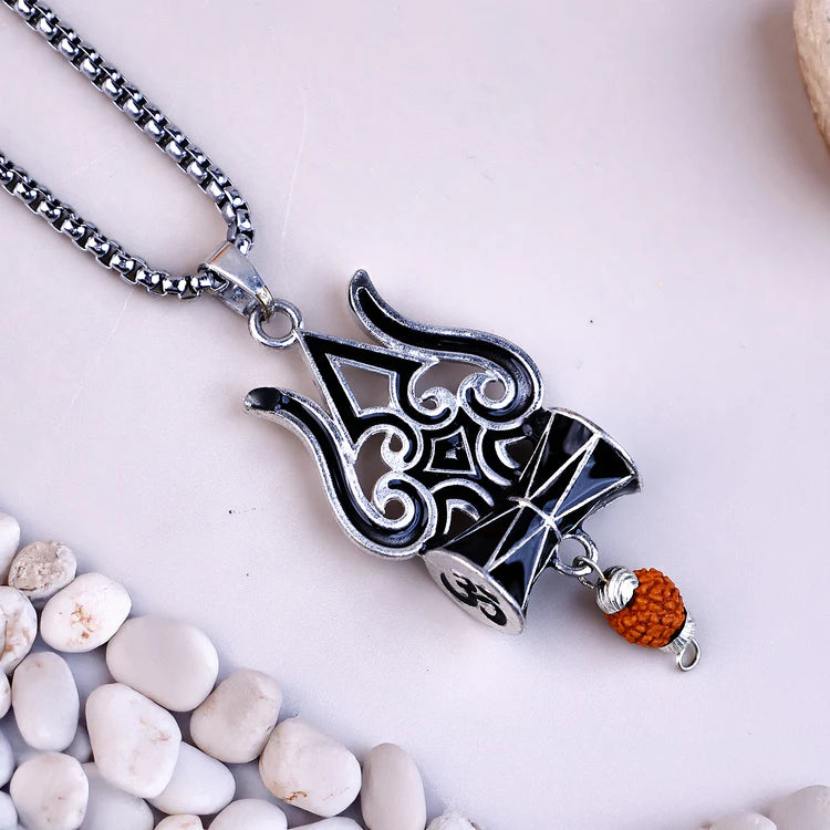 Trishul, Damru & Rudraksha Blessing & Protection Pendant