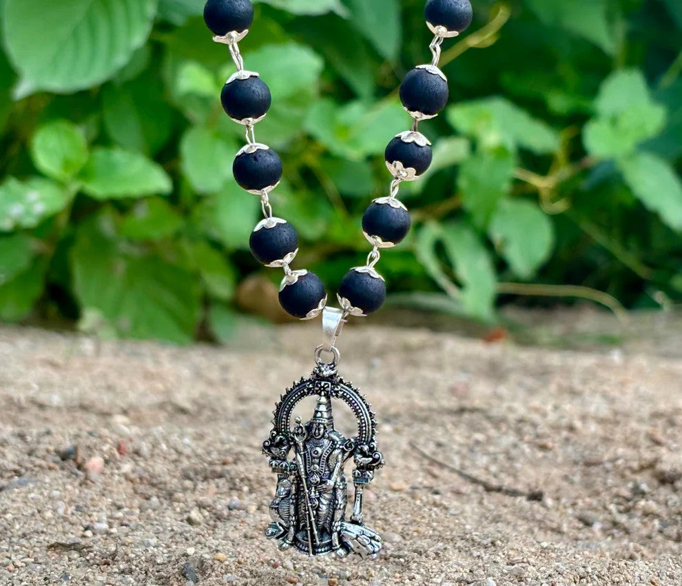 Karungali Malai with Silver Murugan Pendant