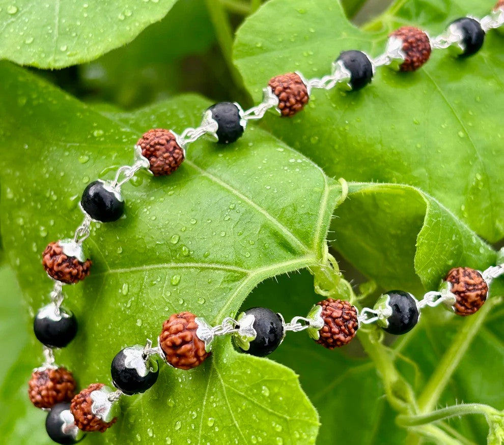 Silver Plated Rudraksha Karungali Mala