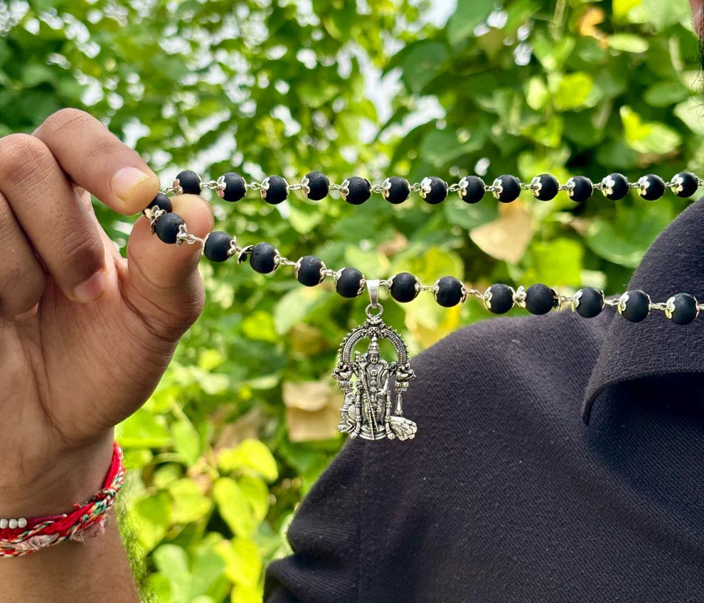 Karungali Malai with Silver Murugan Pendant