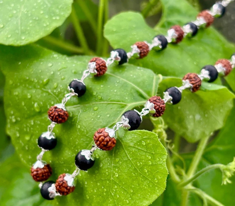 Silver Plated Rudraksha Karungali Mala