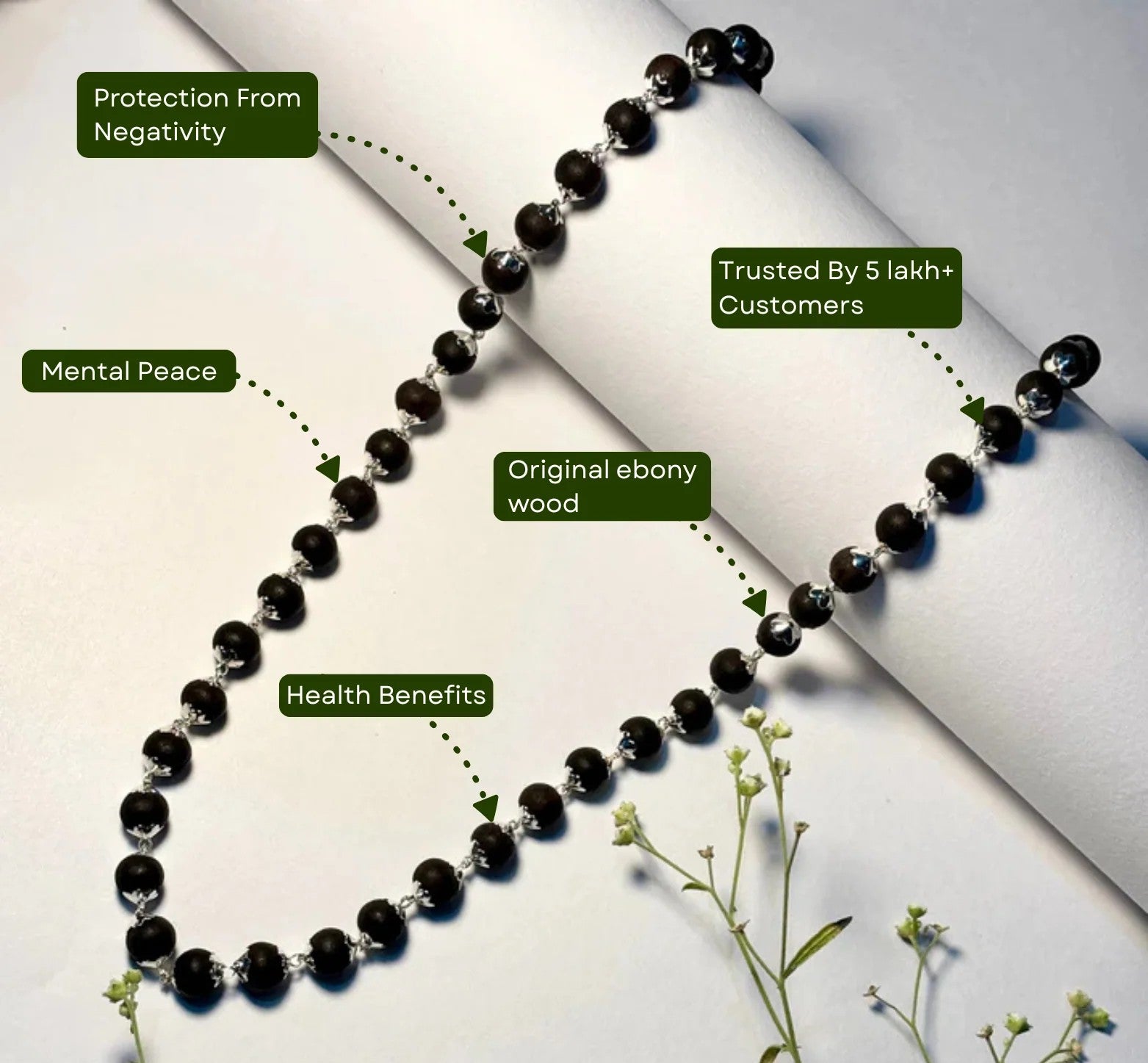 Karungali Silver Cap Malai - Certified