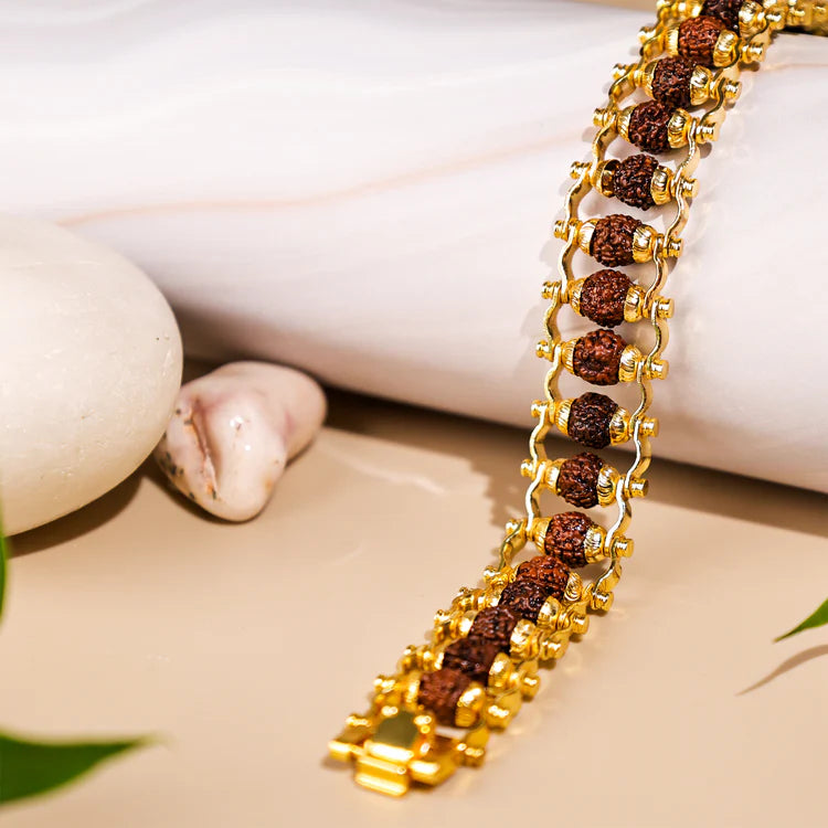 Gold Plated Rudraksha Bracelet