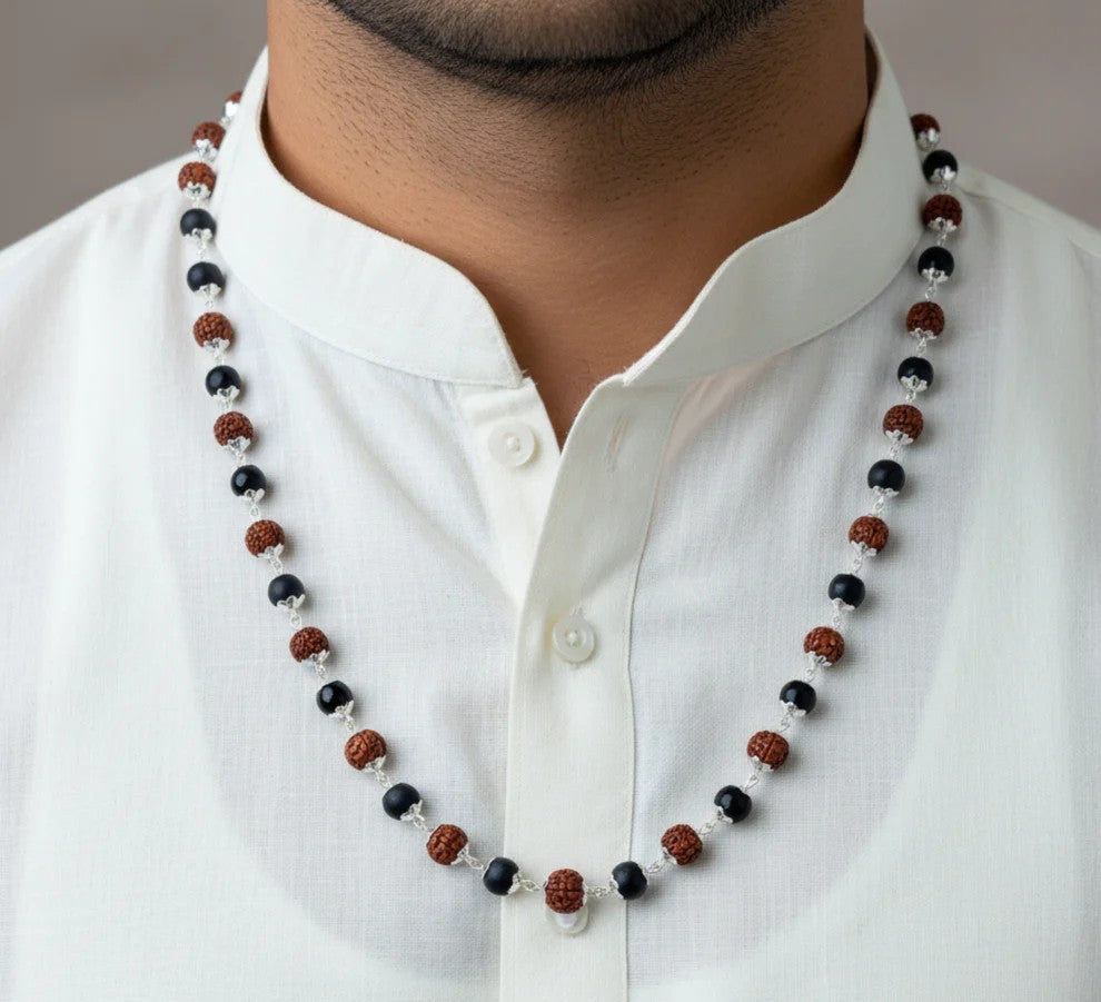 Silver Plated Rudraksha Karungali Mala