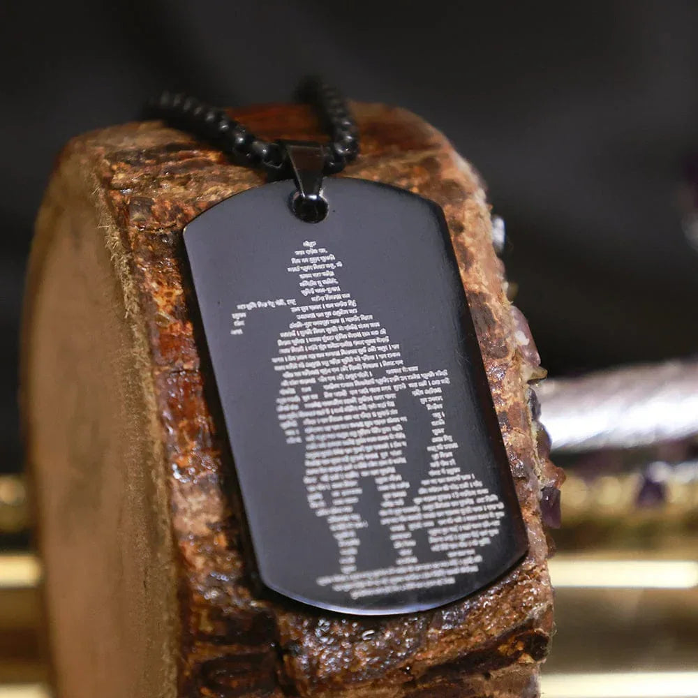 Hanuman Chalisa MicroCarved Tag Necklace .